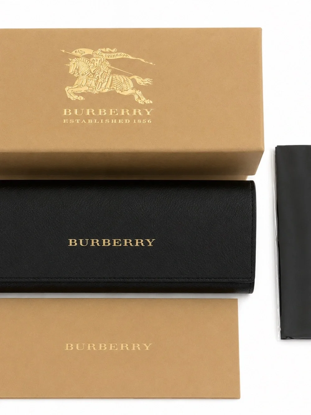 Burberry Black Cat-Eye Glasses with Signature Check Temples